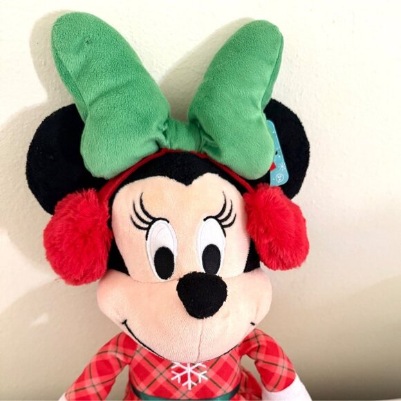Disney Minnie Mouse Holiday Plush 20 Inch Red Plaid Dress Green Bow 2020 Edition - Picture 13 of 14